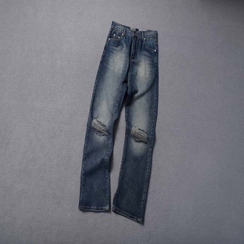 Gallery Dept. Classic Ripped Straight Jeans Vintage Blue